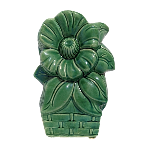 Mccoy Other - 1950s Sunflower Daisy Flower planter  In Basket Green McCoy Pottery